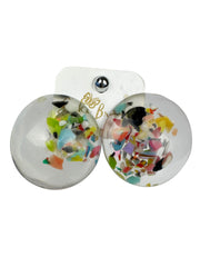 Jackie Brazil "Cascade" Half Sphere On Pin Cat Eye Resin Earrings ( E0070 )