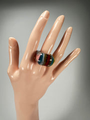 Jackie Brazil "Mistico" Liquorice Pop Art Colour Mix Resin Ring ( R0151 ) UK O / USA 7