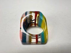 Jackie Brazil "Mistico" Liquorice Pop Art Colour Mix Resin Ring ( R0151 ) UK O / USA 7
