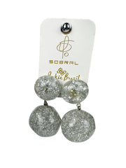 Jackie Brazil "Splendour" Silver Flakes Resin Earrings ( E2495 )
