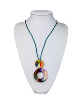 Jackie Brazil "Baby" Kandinsky Tropicalia Disc On Rubber Cord Resin Necklace ( N2364 )