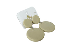 Jackie Brazil "Duo Stud" Natural Disk On Pin Beige Matte Resin Earrings ( E0520 )