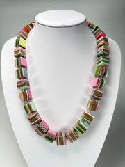 Jackie Brazil "POP" Liquorice Spring Mix Small Cubes 65cm Necklace ( N0046 )