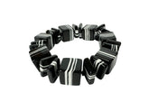 Jackie Brazil "Bar Code" Black & White Mix Squares Resin Bracelet ( B2201 )