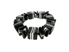Jackie Brazil "Bar Code" Black & White Mix Squares Resin Bracelet ( B2201 )