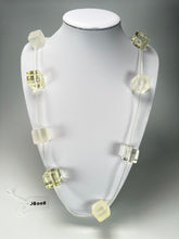 Jackie Brazil "Titan" Clear & Frost Large Squares On Rubber Resin Necklace ( N2574 )