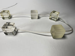 Jackie Brazil "Titan" Clear & Frost Large Squares On Rubber Resin Necklace ( N2574 )