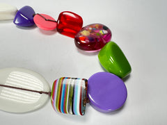 Jackie Brazil "Indiana" Mix Colours Multi-Bead Medium Resin 70cm Necklace ( N0033 )