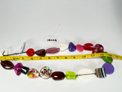 Jackie Brazil "Indiana" Mix Colours Multi-Bead Medium Resin 70cm Necklace ( N0033 )