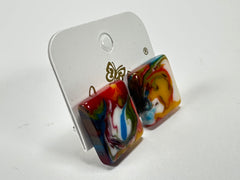 Jackie Brazil "Kandinsky" Small Square Resin Earrings ( E0074 )