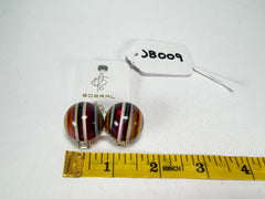 Jackie Brazil "Liquorice Stripes" Round Balls Clip On Resin Earrings ( E1337 )