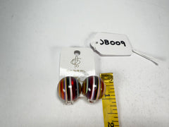 Jackie Brazil "Liquorice Stripes" Round Balls Clip On Resin Earrings ( E1337 )