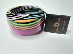 Jackie Brazil "Opera" Purple & Colour Swirls Solid Round 5cm Bangle ( B3171 )