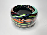 Jackie Brazil "Opera" Black & Colour Swirls Solid Round 5cm Bangle ( B3171 )