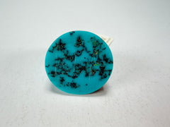 Jackie Brazil "Stomp" Large Round Turquoise Resin Ring ( R0360 ) Size UK Q / US 8