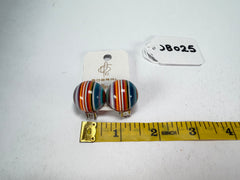 Jackie Brazil "Liquorice Stripes" Round Balls Clip On Resin Earrings ( E1337 )