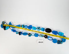 Jackie Brazil "Indiana" Blue Mix Multi-Bead Long Resin 110cm Necklace ( N0038 )