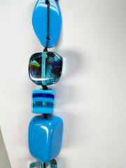 Jackie Brazil "Indiana" Blue Mix Multi-Bead Long Resin 110cm Necklace ( N0038 )