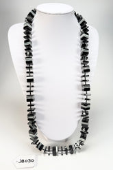 Jackie Brazil "Bar Code" Black & White Liquorice Squares 110cm Resin Necklace ( N2200 )