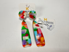 Jackie Brazil "Mel" Kandinsky Stud & Leaf On Pin Resin Earrings ( E4500 )