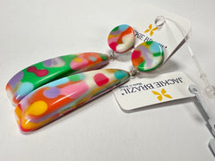 Jackie Brazil "Mel" Kandinsky Stud & Leaf On Pin Resin Earrings ( E4500 )