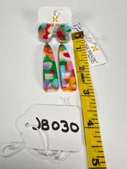 Jackie Brazil "Mel" Kandinsky Stud & Leaf On Pin Resin Earrings ( E4500 )