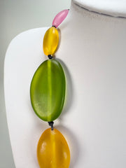 Jackie Brazil "Transparent" Summer Frost Long Flat Riverstones 65cm Necklace ( N3700 )