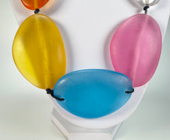 Jackie Brazil "Transparent" Summer Frost Long Flat Riverstones 65cm Necklace ( N3700 )