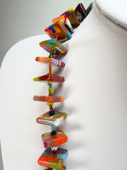 Jackie Brazil "Africa" Kandinsky Liquorice Squares & Beads 70cm Necklace ( N0009 )