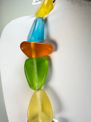 Jackie Brazil "Diamonds" Transparent Summer Frost Flintstone Bone 80cm Necklace ( N0080 )