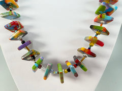Jackie Brazil "Africa" Kandinsky Liquorice Squares & Beads 70cm Necklace ( N0009 )