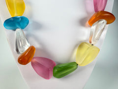 Jackie Brazil "Diamonds" Transparent Summer Frost Flintstone Bone 80cm Necklace ( N0080 )