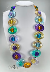 Jackie Brazil "Saturn" Transparent Paris Mix Disc & Ball Long 75cm Necklace ( N0052 )