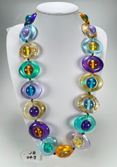 Jackie Brazil "Saturn" Transparent Paris Mix Disc & Ball Long 75cm Necklace ( N0052 )