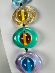 Jackie Brazil "Saturn" Transparent Paris Mix Disc & Ball Long 75cm Necklace ( N0052 )