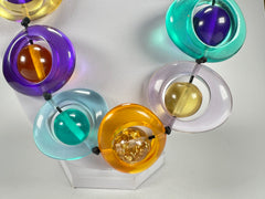 Jackie Brazil "Saturn" Transparent Paris Mix Disc & Ball Long 75cm Necklace ( N0052 )