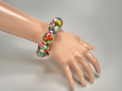 Jackie Brazil "Spots" Spotted Balls On Elastic Resin Bracelet ( B1470 )