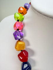 Jackie Brazil "Camille" Transparent Carnaval Mix Small Stones 55cm Necklace ( N0070 )