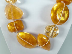 Jackie Brazil "Indiana" Gold Mix Multi-Bead Medium Resin 70cm Necklace ( N0033 )