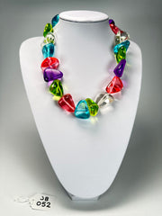 Jackie Brazil "Diamonds" Transparent Summer Mix Flintstone Bone 55cm Necklace ( N0061 )