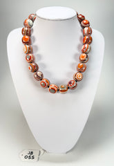 Jackie Brazil "Cat Eyes" Orange Mix Liquorice Balls Resin Necklace 50cm ( N0894 )