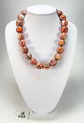 Jackie Brazil "Cat Eyes" Orange Mix Liquorice Balls Resin Necklace 50cm ( N0894 )