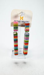 Jackie Brazil "Clarissa" Liquorice Spring Mix Thin Rectangle Resin Earrings ( E2452 )