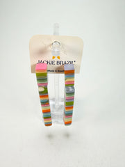 Jackie Brazil "Clarissa" Liquorice Spring Mix Thin Rectangle Resin Earrings ( E2452 )