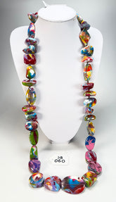 Jackie Brazil "Indiana" Kandinsky Multi-Bead Long Resin 110cm Necklace ( N0038 )