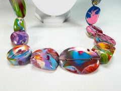 Jackie Brazil "Indiana" Kandinsky Multi-Bead Long Resin 110cm Necklace ( N0038 )