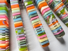 Jackie Brazil "Cleopatra" Liquorice Thin Rectangles On Wire Resin Choker Necklace ( N2660 )