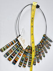 Jackie Brazil "Cleopatra" Liquorice Thin Rectangles On Wire Resin Choker Necklace ( N2660 )