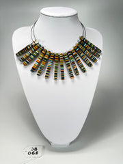 Jackie Brazil "Cleopatra" Liquorice Thin Rectangles On Wire Resin Choker Necklace ( N2660 )