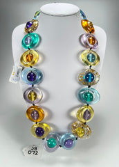 Jackie Brazil "Saturn" Transparent Paris Mix Disc & Ball Long 75cm Necklace ( N0052 )